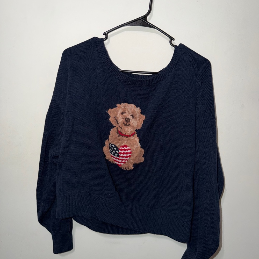 Hollister Navy Blue Sweatshirt with Dog Design